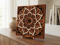 Mandala Multicapa Cortado con Láser #44 para pared – Diseño de Mandala de 8 Capas | Decoración de pared 3D | Decoración de Mesa 3D | Archivos AI SVG DXF DWG AI