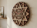 Reloj de pared Mandala Estrella Multicapa Cortado con Láser #7 – Diseño de Reloj Ornamental de 5 Capas | Decoración de Pared 3D | Archivos AI SVG DXF DWG