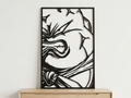 Arte Decorativo de Pared Anime para Corte Láser – Majin Boo | Flow-Line Art con Marco Negro | Archivos SVG AI DXF DWG PNG JPG