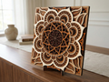 Mandala Multicapa Cortado con Láser #35 para pared – Diseño de Mandala de 8 Capas | Decoración de pared 3D | Decoración de Mesa 3D | Archivos AI SVG DXF DWG AI