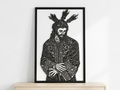 Arte Decorativo de Pared Religioso para Corte Láser – Jesucristo #5 | Flow-Line Art con Marco Negro | Archivos SVG AI DXF DWG PNG JPG