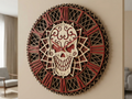 Reloj de calavera multicapa cortado con láser #9 Arte de pared - Diseño de reloj ornamental de 5 capas | Decoración de pared 3D | Archivos AI SVG DXF DWG