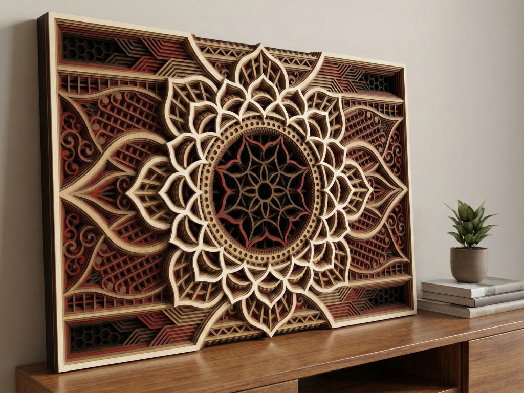 Mandala multicapa cortado con láser #31 Arte de pared – Diseño de mandala de 10 capas | Decoración de pared 3D | Archivos AI SVG DXF DWG