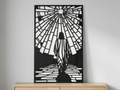 Arte Decorativo de Pared Religioso para Corte Láser – Jesucristo #4 | Flow-Line Art con Marco Negro | Archivos SVG AI DXF DWG PNG JPG