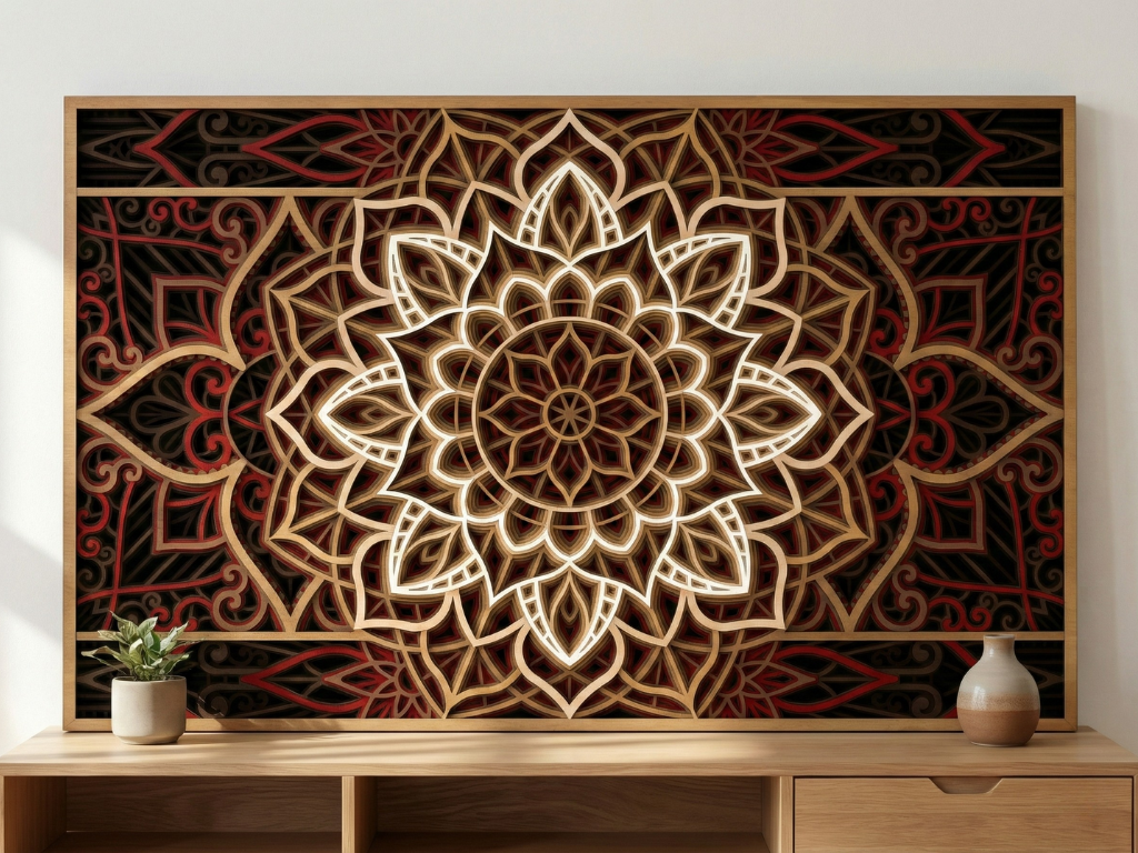 Mandala multicapa cortado con láser #34 Arte de pared – Diseño de mandala de 10 capas | Decoración de pared 3D | Archivos AI SVG DXF DWG
