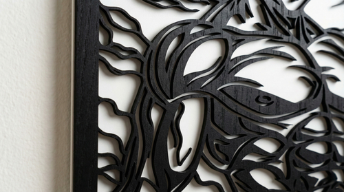 Arte Decorativo de Pared Anime para Corte Láser – Goku | Flow-Line Art con Marco Negro | Archivos SVG AI DXF DWG