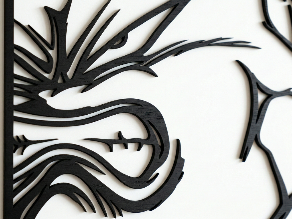Arte Decorativo de Pared Anime para Corte Láser – Majin Boo | Flow-Line Art con Marco Negro | Archivos SVG AI DXF DWG PNG JPG