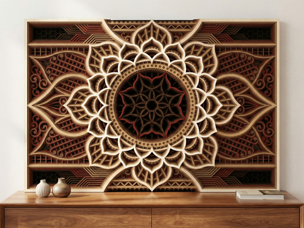 Mandala multicapa cortado con láser #31 Arte de pared – Diseño de mandala de 10 capas | Decoración de pared 3D | Archivos AI SVG DXF DWG