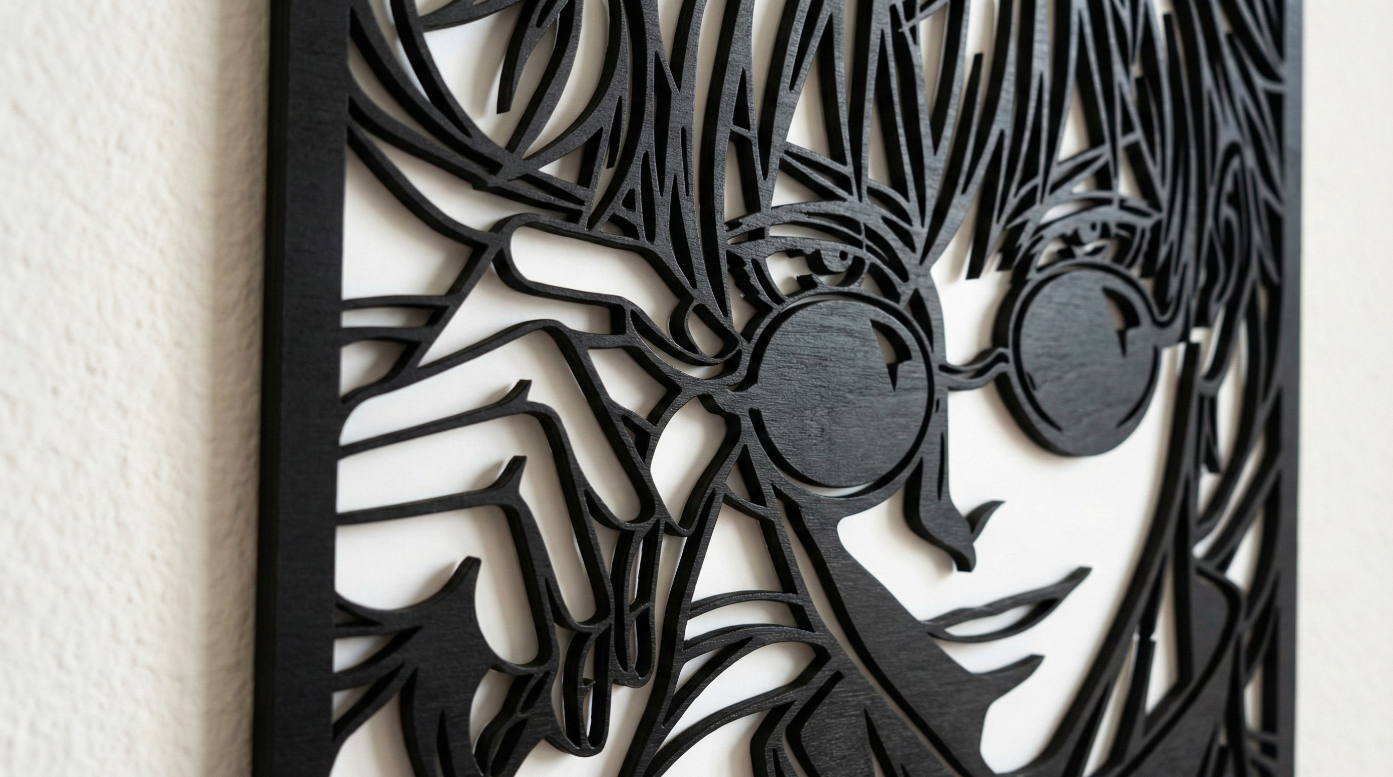 Arte Decorativo de Pared Anime para Corte Láser – Goyo | Flow-Line Art con Marco Negro | Archivos SVG AI DXF dwg