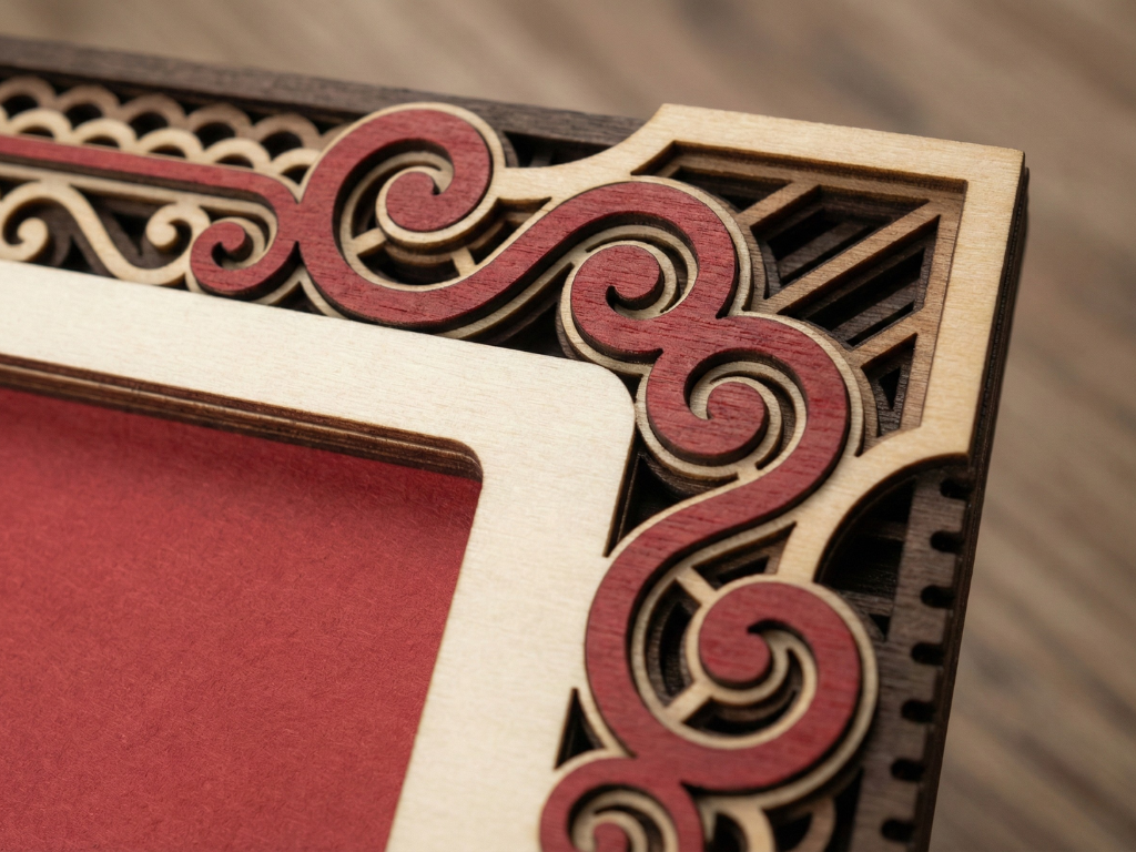 Marco de fotos multicapa cortado con láser #10 - Diseño de marco de 7 capas con soporte | Marco de mesa 3D | Archivos AI SVG DXF DWG