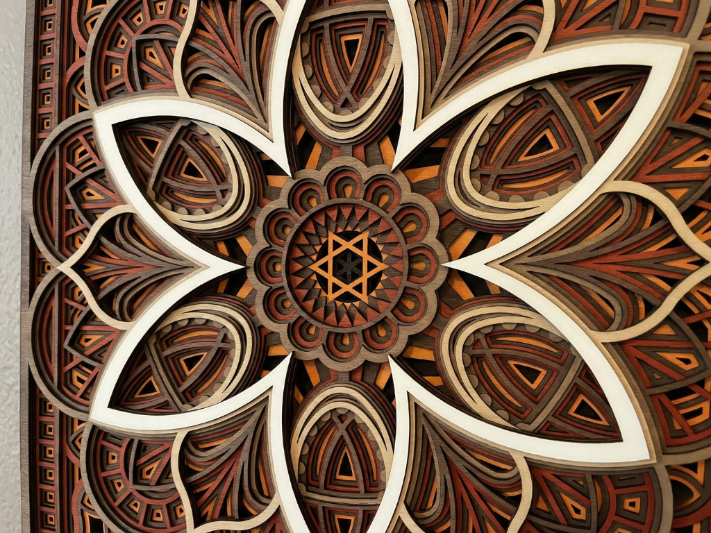 Mandala Multicapa Cortado con Láser #40 para pared – Diseño de Mandala de 9 Capas | Decoración de pared 3D | Decoración de Mesa 3D | Archivos AI SVG DXF DWG AI