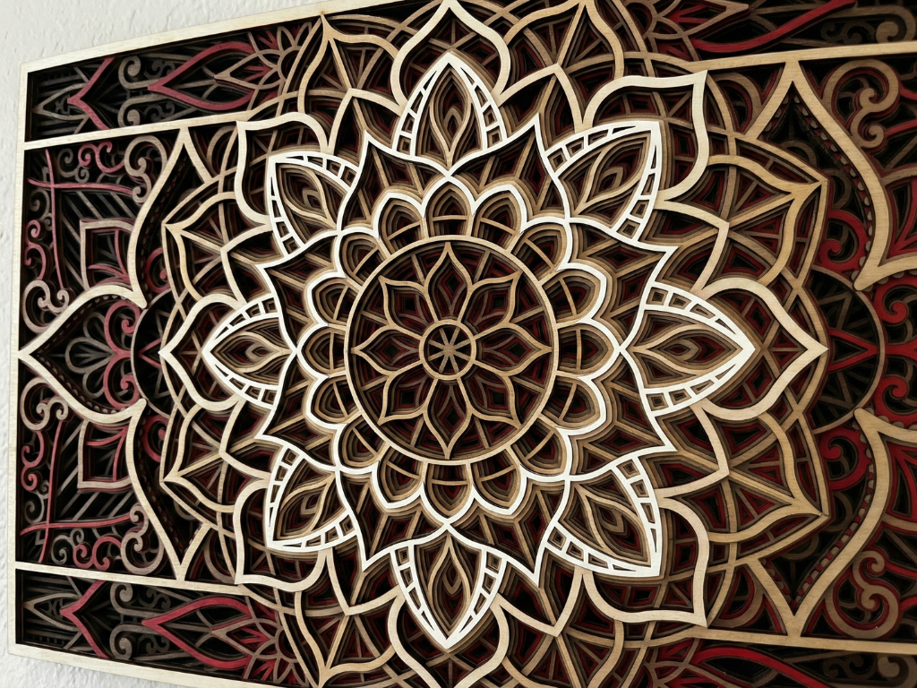 Mandala multicapa cortado con láser #34 Arte de pared – Diseño de mandala de 10 capas | Decoración de pared 3D | Archivos AI SVG DXF DWG