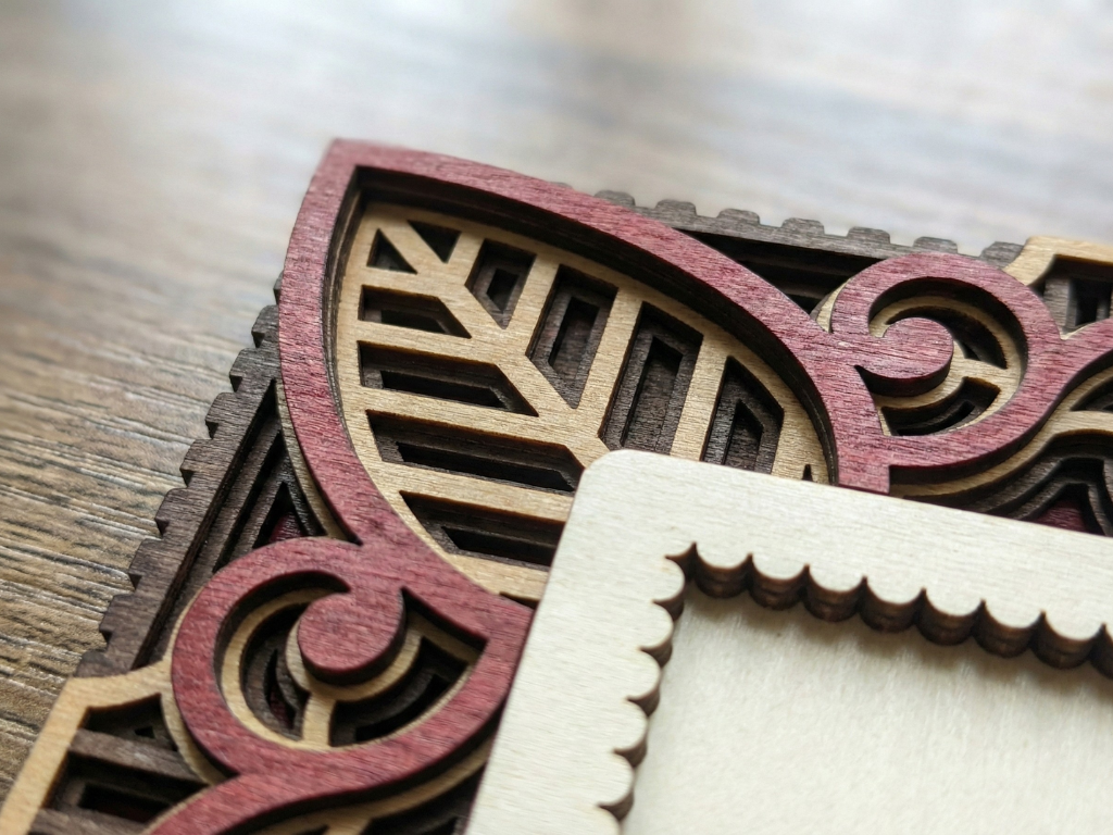 Marco de fotos multicapa cortado con láser #5 - Diseño de marco de 7 capas con soporte | Marco de mesa 3D | Archivos AI SVG DXF DWG