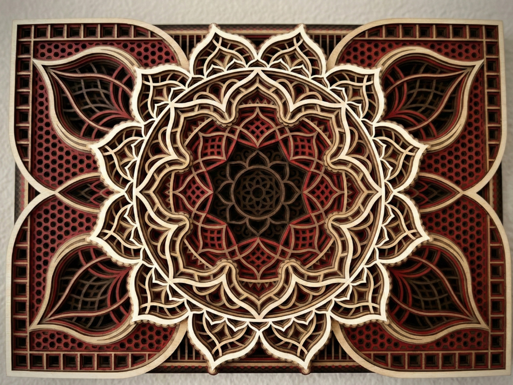 Mandala multicapa cortado con láser #32 Arte de pared – Diseño de mandala de 10 capas | Decoración de pared 3D | Archivos AI SVG DXF DWG