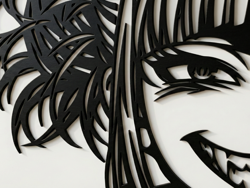 Arte Decorativo de Pared Anime para Corte Láser – Himiko Toga | Flow-Line Art con Marco Negro | Archivos SVG AI DXF dwg