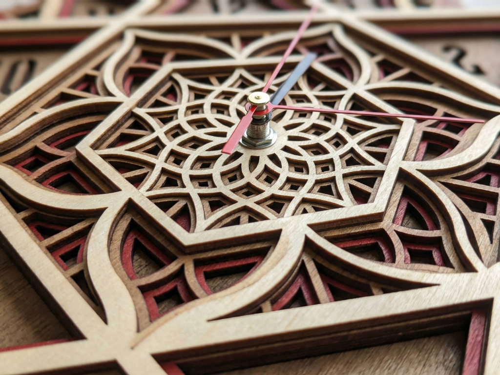 Reloj de pared Mandala Estrella Multicapa Cortado con Láser #7 – Diseño de Reloj Ornamental de 5 Capas | Decoración de Pared 3D | Archivos AI SVG DXF DWG