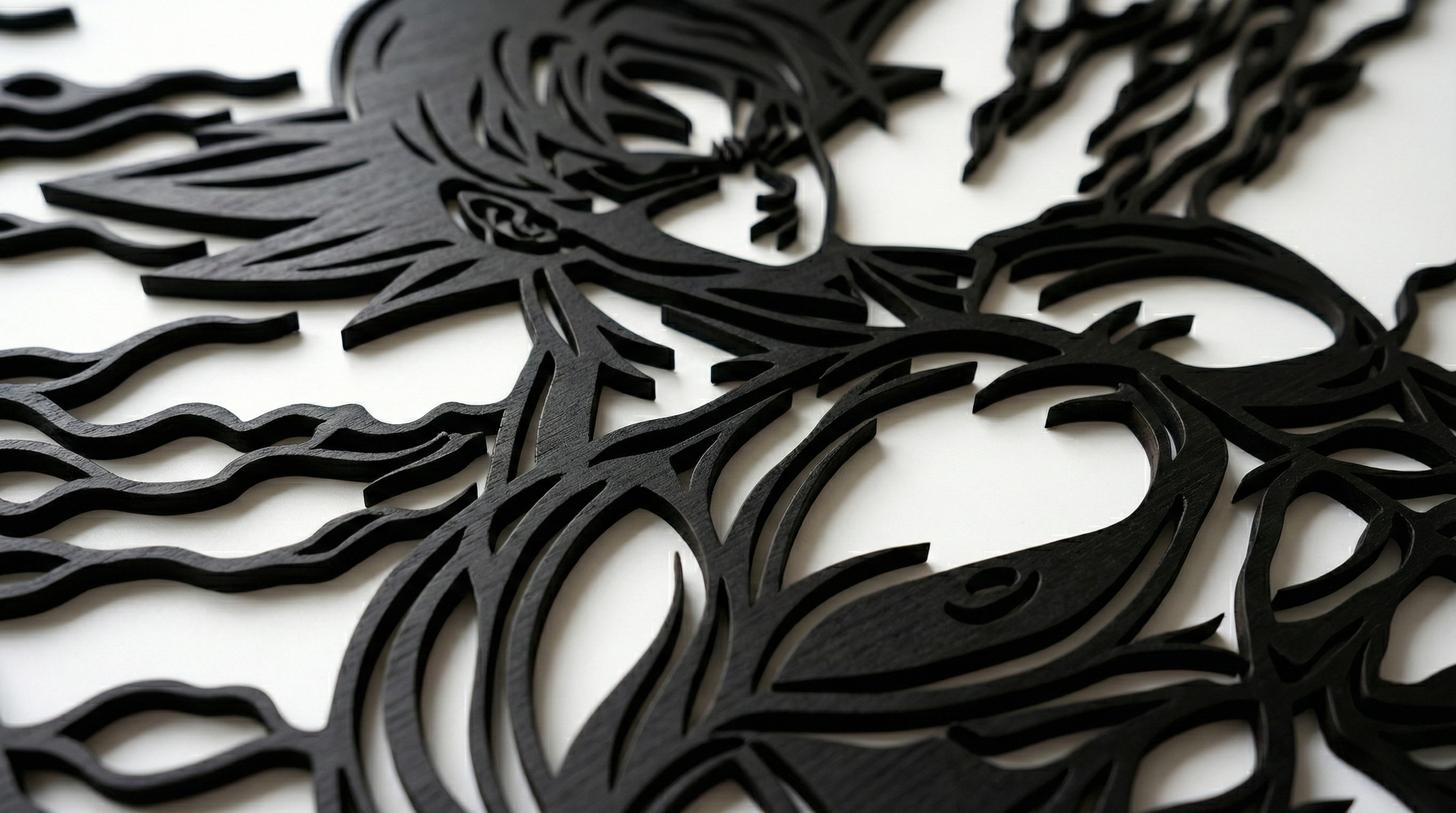 Arte Decorativo de Pared Anime para Corte Láser – Goku | Flow-Line Art con Marco Negro | Archivos SVG AI DXF DWG