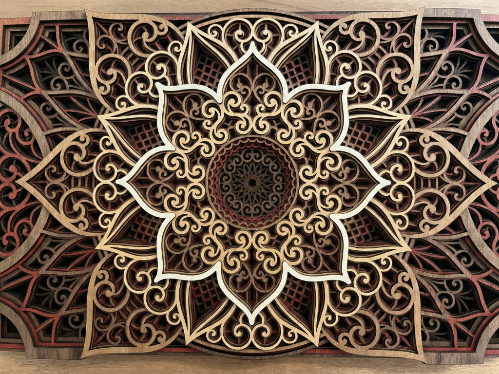 Mandala multicapa cortado con láser #29 Arte de pared – Diseño de mandala de 9 capas | Decoración de pared 3D | Archivos AI SVG DXF DWG