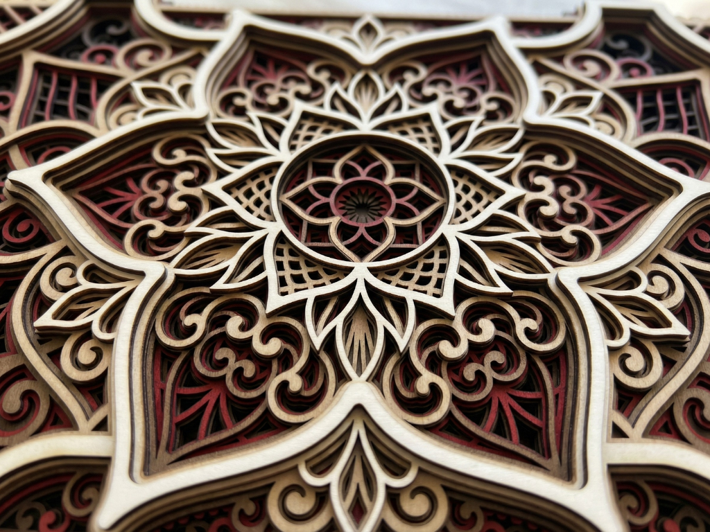 Mandala multicapa cortado con láser #30 Arte de pared – Diseño de mandala de 8 capas | Decoración de pared 3D | Archivos AI SVG DXF DWG
