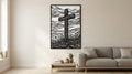 Laser Cut Religious Wall Art Decor The Cross of Hope Black Frame Flow-Line Art | Laser Cut File SVG AI and more