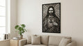 Laser Cut Religious Wall Art Decor Sacred Heart of Jesus Black Frame Flow-Line Art | Laser Cut File SVG AI and more