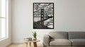 Laser Cut Landscape Wall Art Decor – Horizon Bridge | Black Frame Flow-Line Art | SVG AI DXF dwg Files