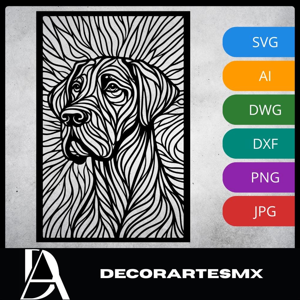 Laser Cut Abstract Wall Art Decor – The Guardian | Black Frame Flow-Line Art | SVG AI DXF dwg Files