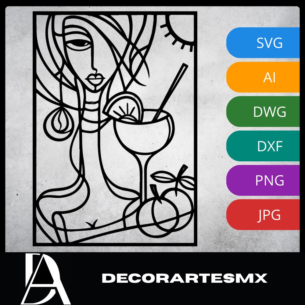Laser Cut Abstract Wall Art Decor – The Moment | Black Frame Flow-Line Art | SVG AI DXF dwg Files