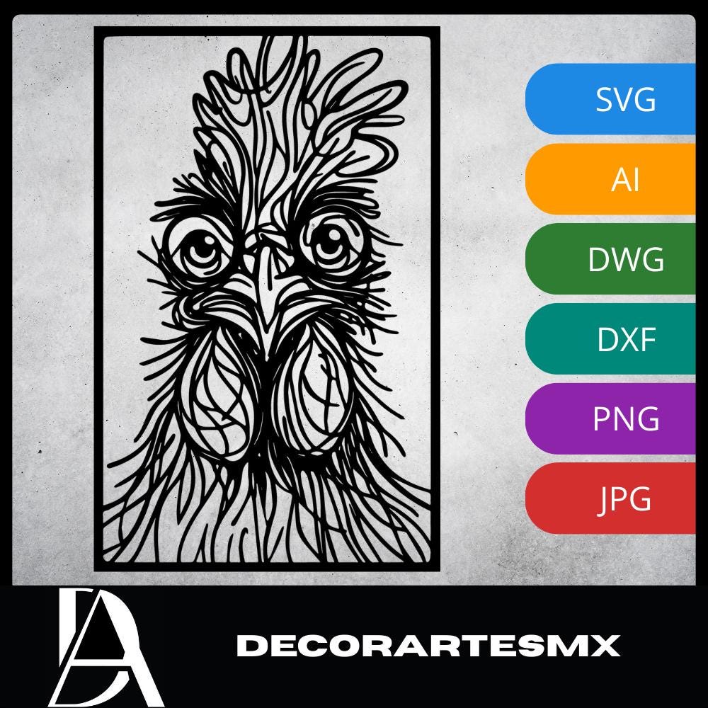 Laser Cut Abstract Wall Art Decor – The Watcher | Black Frame Flow-Line Art | SVG AI DXF dwg Files