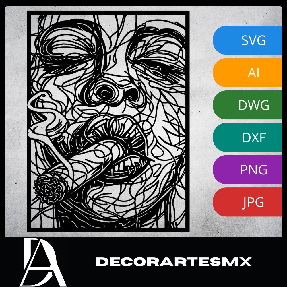 Laser Cut Abstract Wall Art Decor – Urban Pulse | Black Frame Flow-Line Art | SVG AI DXF dwg Files