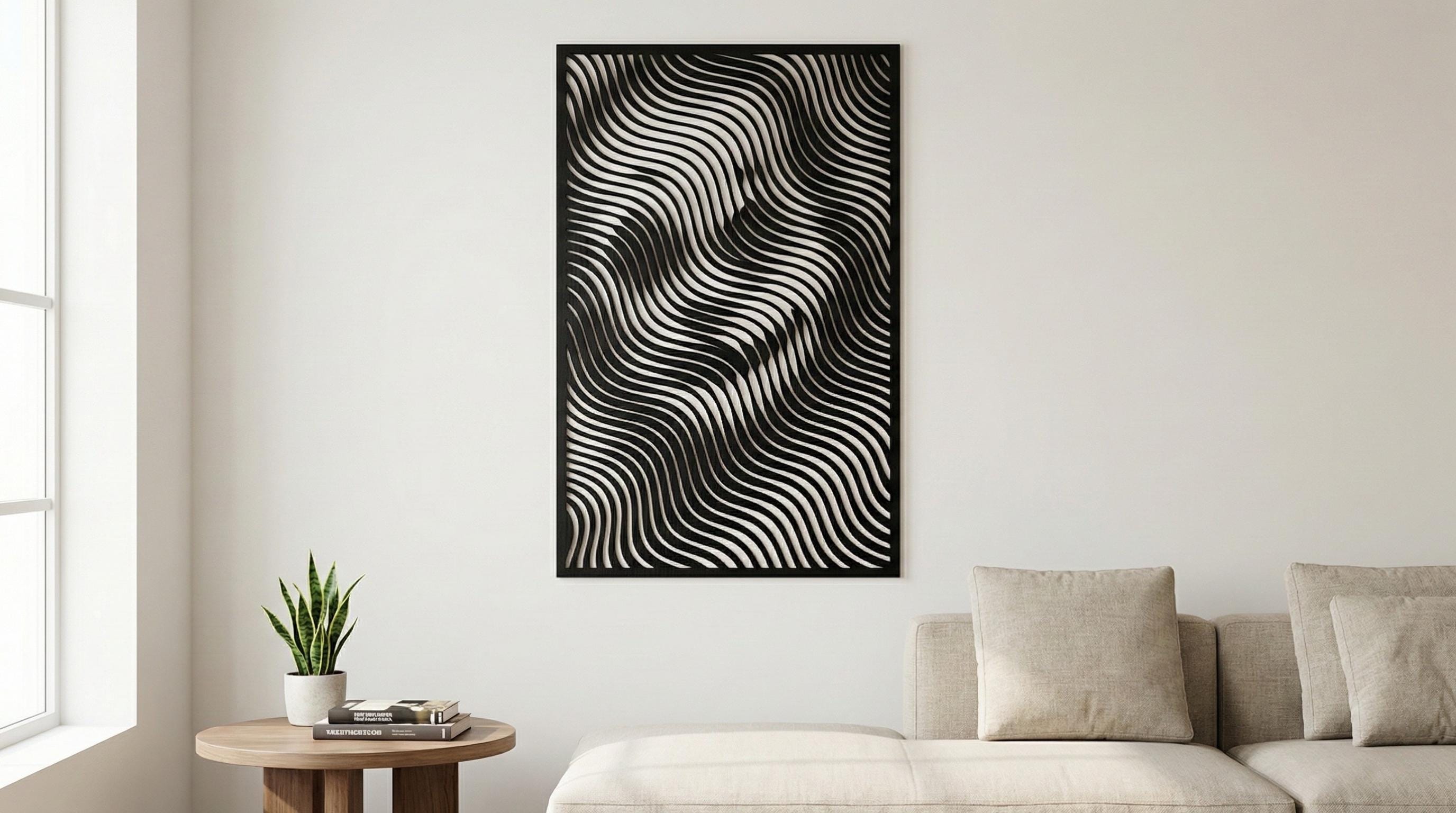 Laser Cut Abstract Wall Art Decor – The Joker | Flow-Line Art Black Frame | SVG AI DXF dwg Files