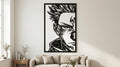 Laser Cut Anime Wall Art Decor – Sukuna | Flow-Line Art Black Frame | SVG AI DXF dwg Files