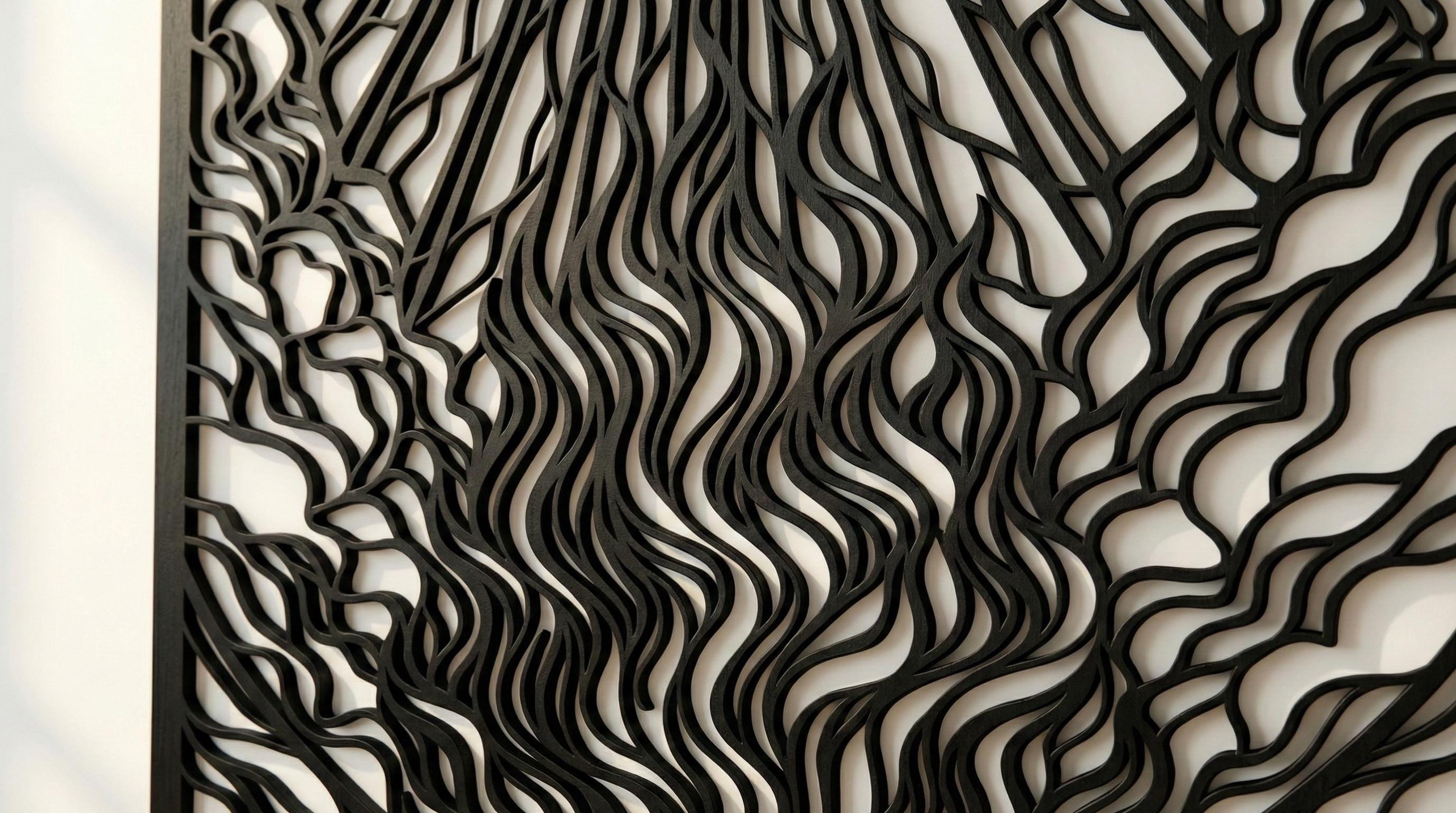 Laser Cut Religious Wall Art Decor – Divine Fire | Flow-Line Art with Black Frame | AI SVG DXF dwg Files