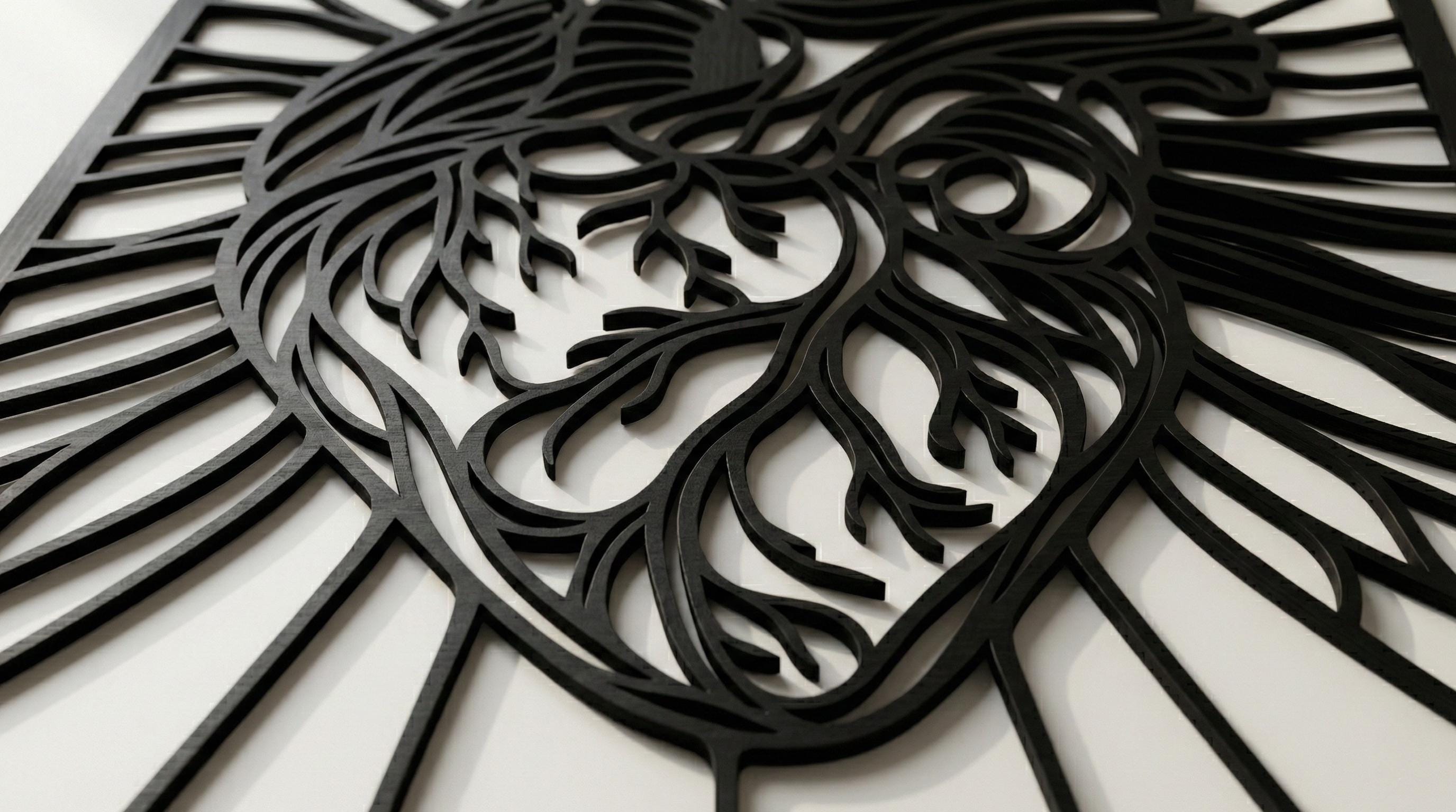 Laser Cut Abstract Wall Art Decor – Heartbeats | Flow-Line Art with Black Frame | AI SVG DXF dwg Files