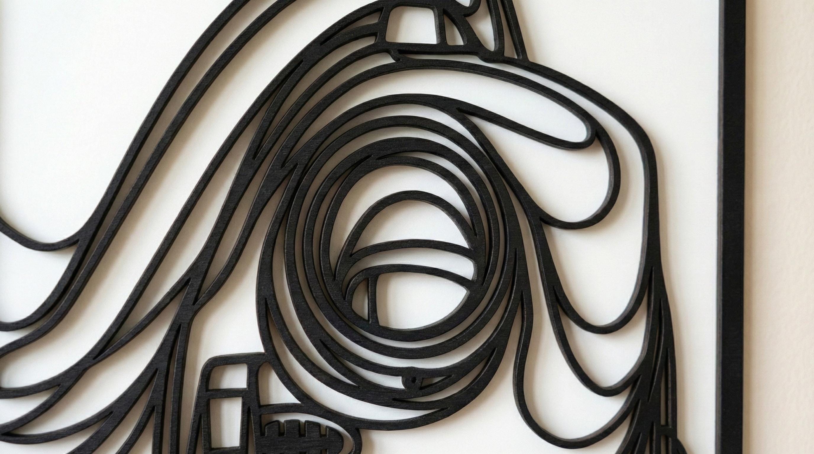 Laser Cut Car Wall Art Decor – Old Beetle | Flow-Line Art with Black Frame | AI SVG DXF dwg Files