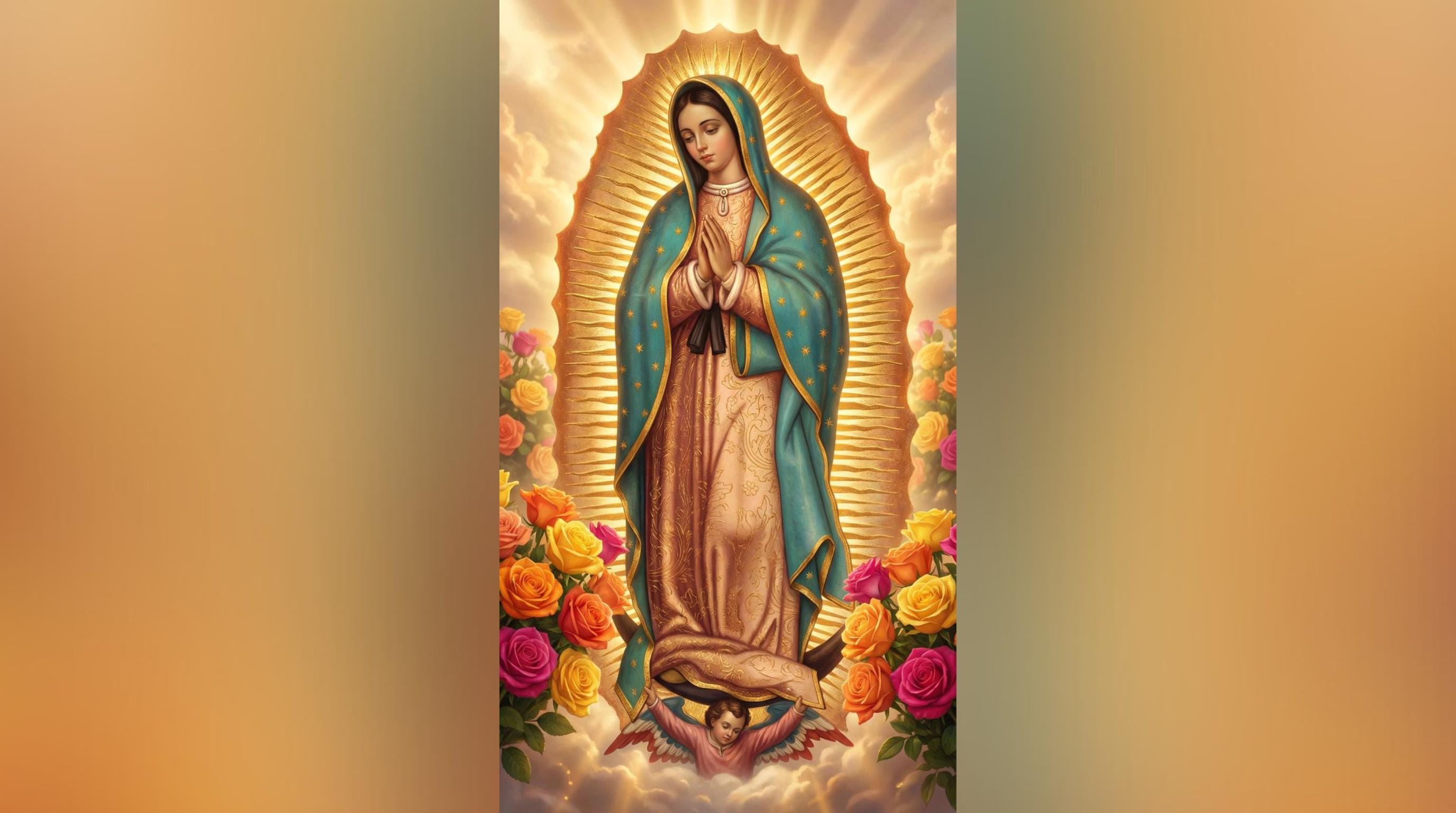 Laser Cut Religious Wall Art Decor Our Lady of Guadalupe Black Frame Flow-Line Art | Laser Cut File SVG AI and more