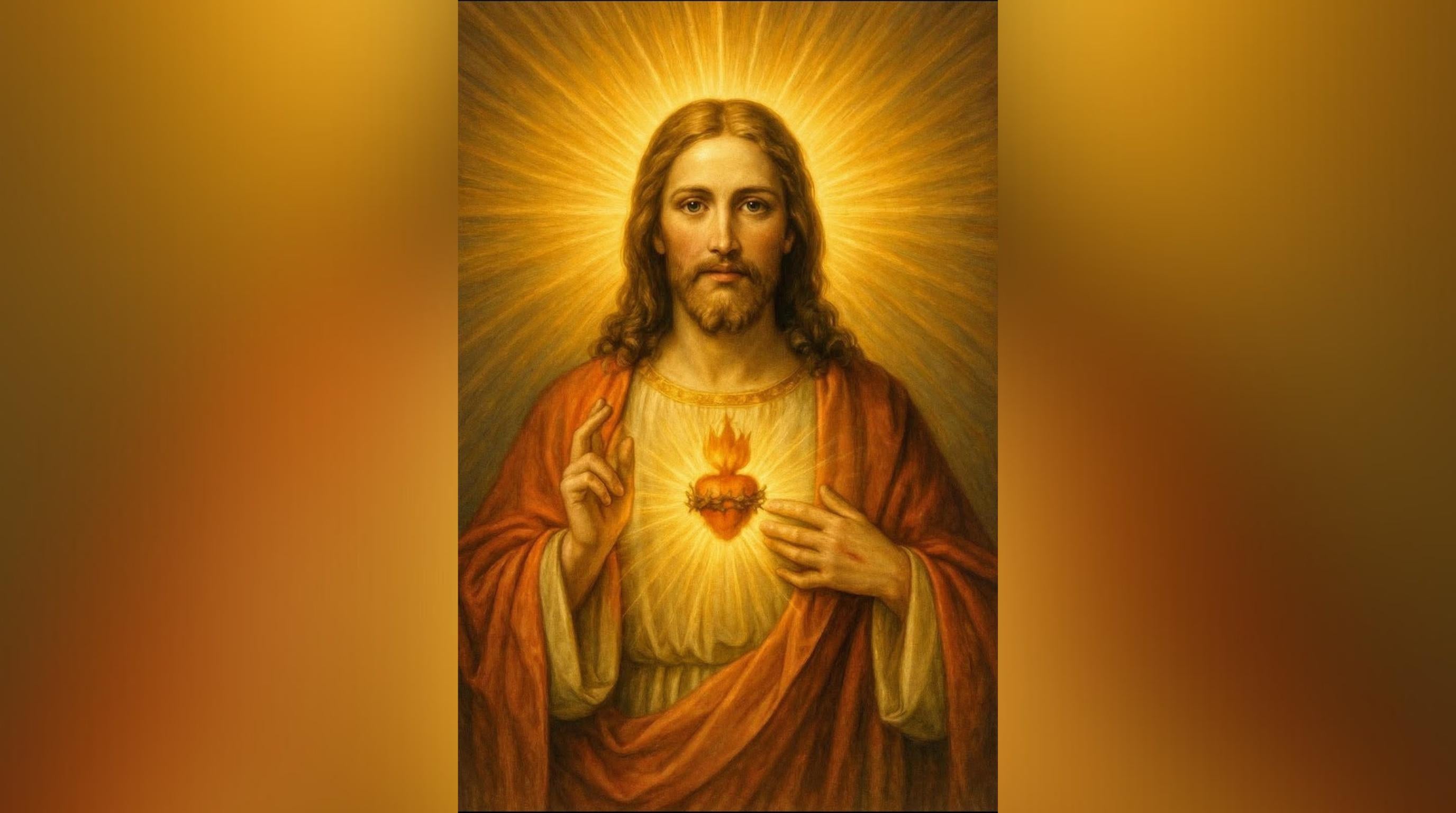 Laser Cut Religious Wall Art Decor Sacred Heart of Jesus Black Frame Flow-Line Art | Laser Cut File SVG AI and more