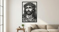 Laser Cut Religious Wall Art Decor Jesus the Nazarene Black Frame Flow-Line Art | Laser Cut File SVG AI and more