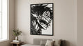 Laser Cut Anime Wall Art Decor – Luffy | Flow-Line Art Black Frame | SVG AI DXF dwg Files