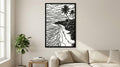 Laser Cut Landscape Wall Art Decor – Serene Bay | Flow-Line Art Black Frame | SVG AI DXF dwg Files