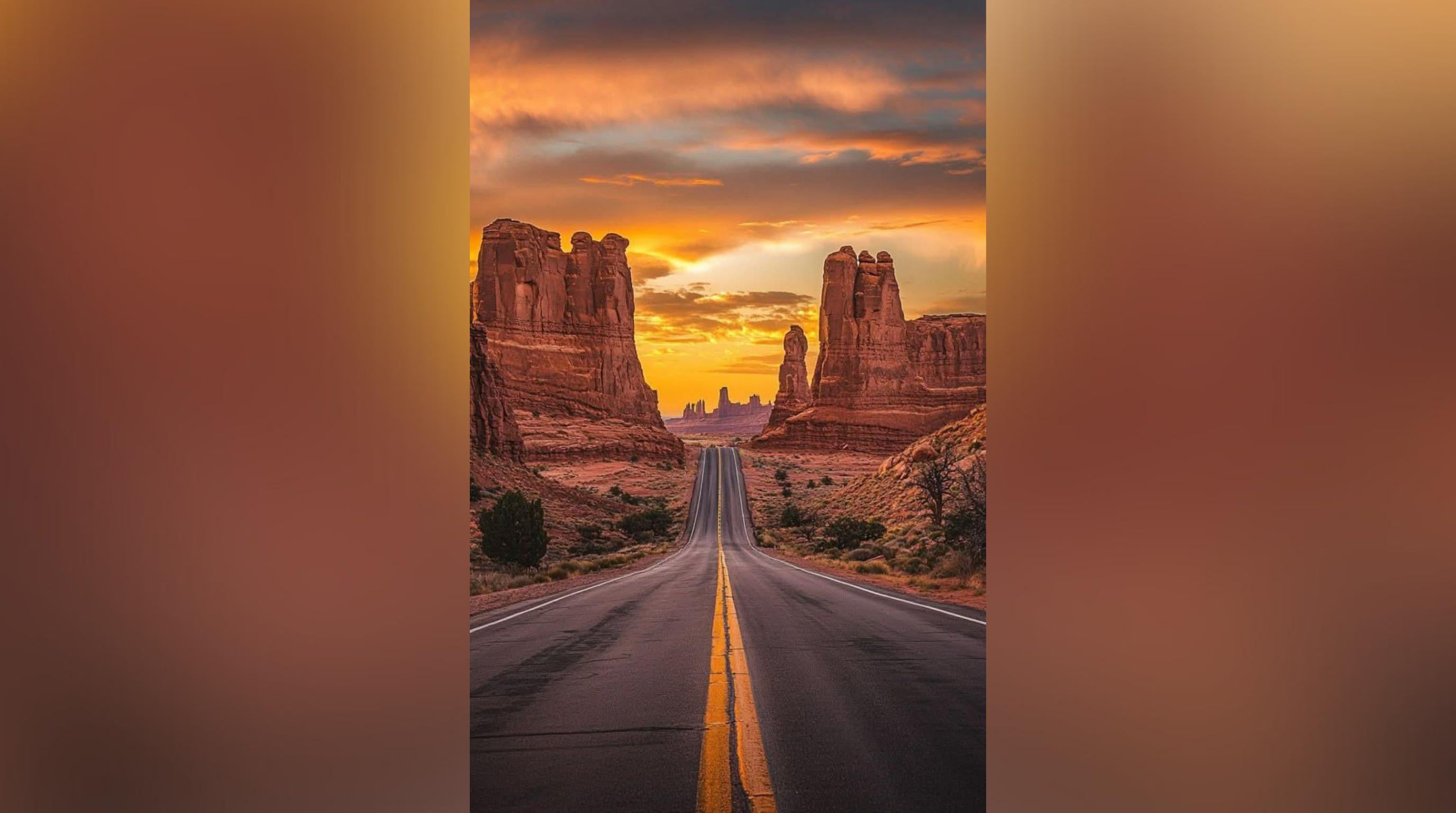 Laser Cut Landscape Wall Art Decor – Desert Road | Flow-Line Art Black Frame | SVG AI DXF dwg Files