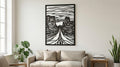 Laser Cut Landscape Wall Art Decor – Desert Road | Flow-Line Art Black Frame | SVG AI DXF dwg Files