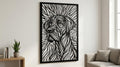 Laser Cut Abstract Wall Art Decor – The Guardian | Black Frame Flow-Line Art | SVG AI DXF dwg Files