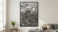 Laser Cut Skull Wall Art Decor – After Time | Black Frame Flow-Line Art | SVG AI DXF dwg Files