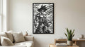 Laser Cut Anime Wall Art Decor – Goku | Flow-Line Art Black Frame | SVG AI DXF dwg Files