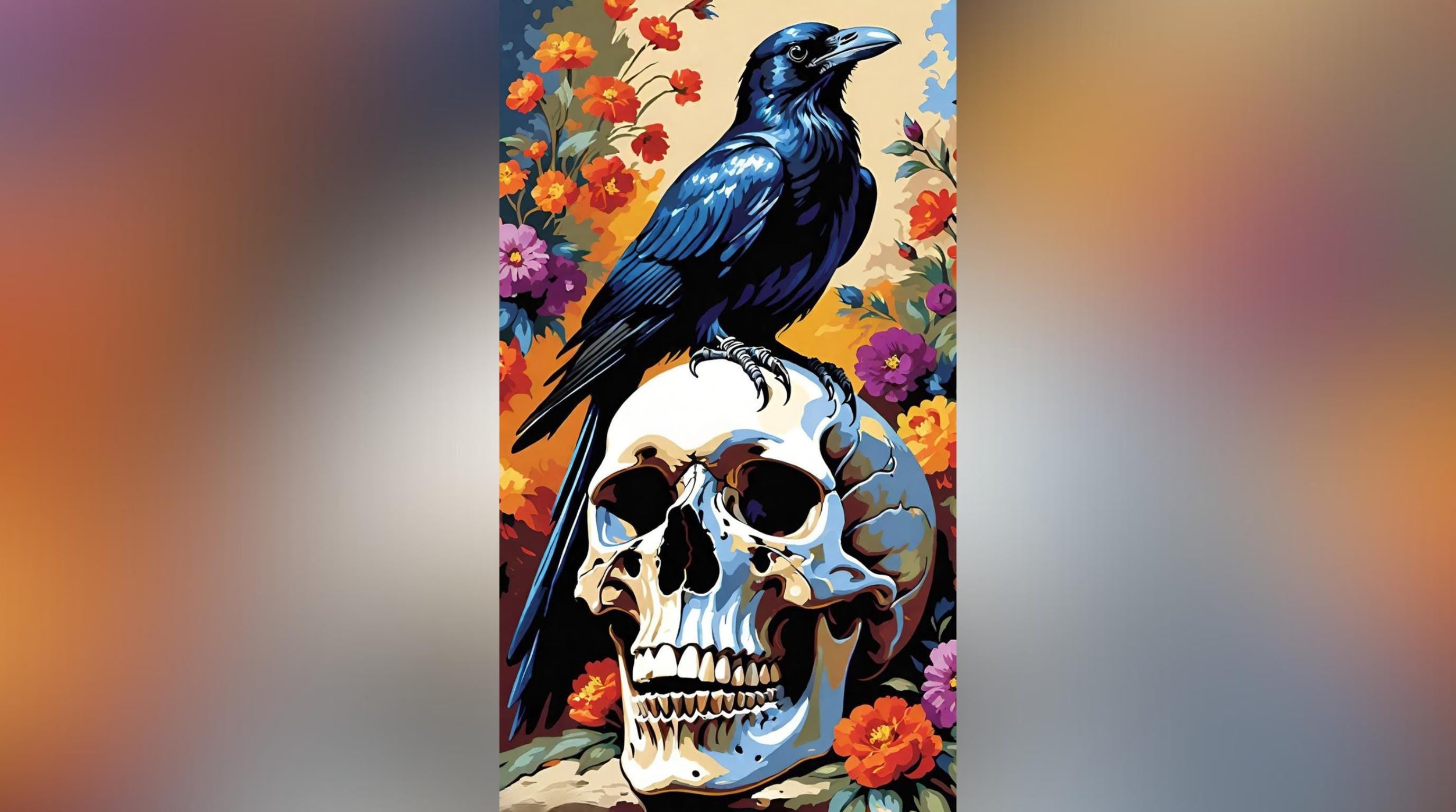 Laser Cut Skull Wall Art Decor – The Messenger | Flow-Line Art Black Frame | SVG AI DXF dwg Files
