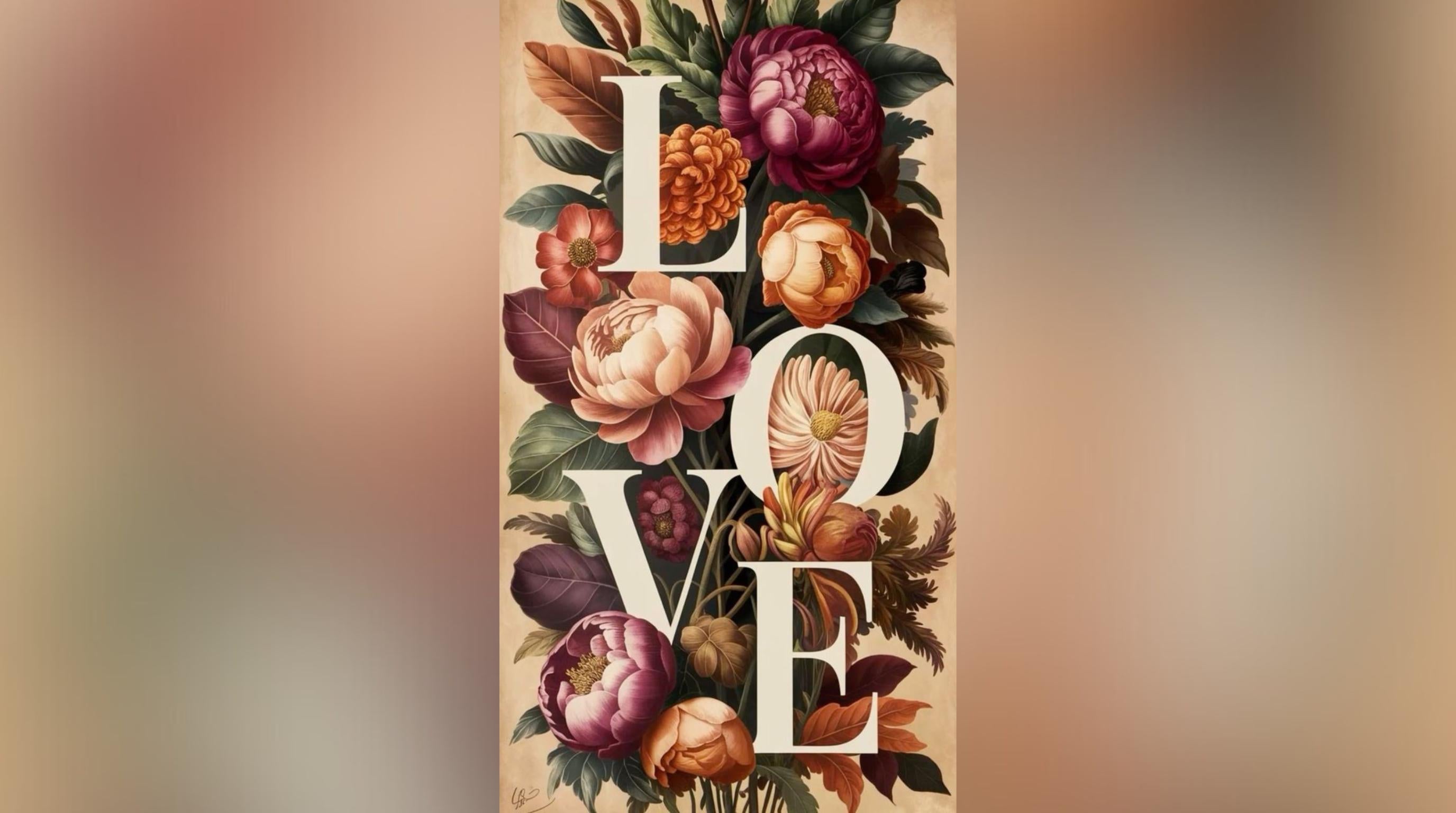 Laser Cut Floral Wall Art Decor – Love in Bloom | Flow-Line Art Black Frame | SVG AI DXF dwg Files