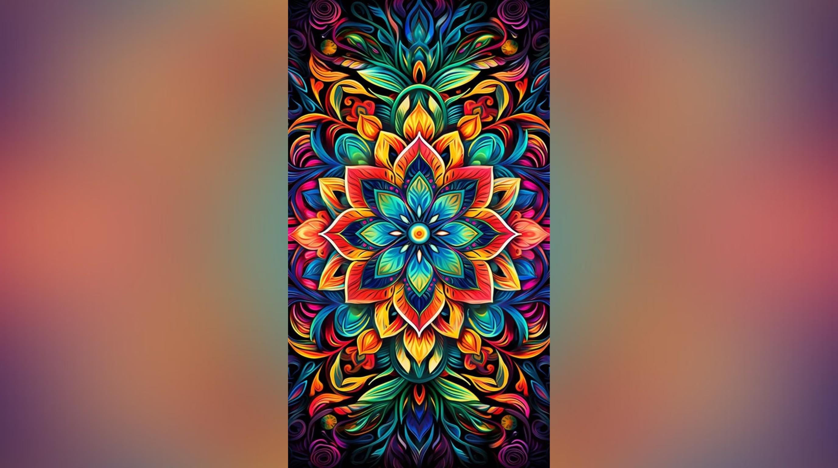 Laser Cut Floral Wall Art Decor – Central Bloom | Flow-Line Art Black Frame | SVG AI DXF dwg Files