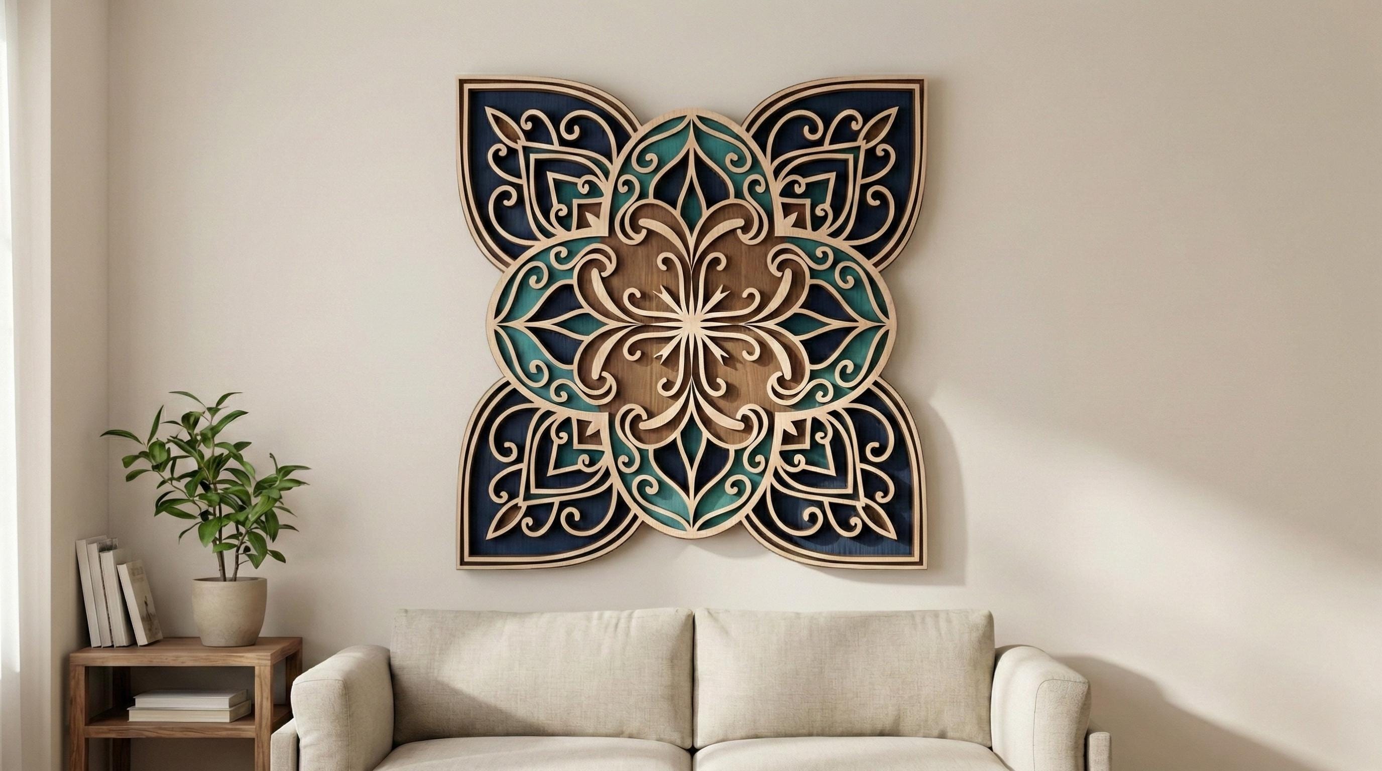 Laser Cut Multilayer Mandala 6 Wall Art – 5 Layer Mandala Design | 3D Wall Decor | AI SVG DXF dwg Files