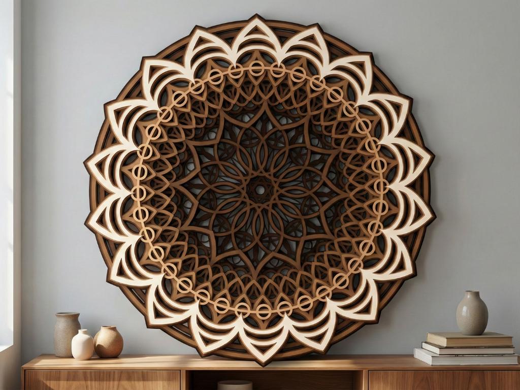 Laser Cut Multilayer Mandala 7 Wall Art – 8 Layer Mandala Design | 3D Wall Decor | AI SVG DXF dwg Files